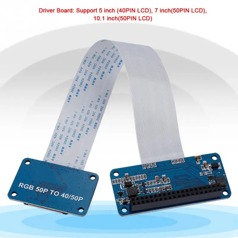 Плата драйвера RGB для ЖК экрана плата адаптер с 50Pin на 40Pin DPI Raspberry Pi и Raspbian OS