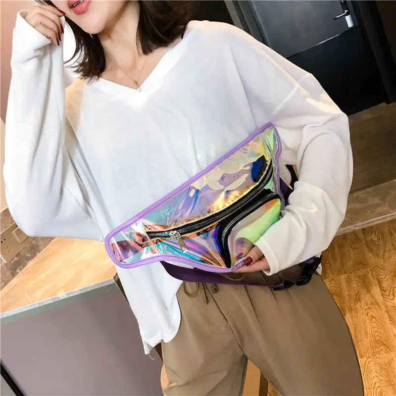 

VOLESS Fashion Waist Bags Women Teenager Girls Fanny Pack Female Belt Bags Laser Chest Phone Pouch travel samll phone handbags
