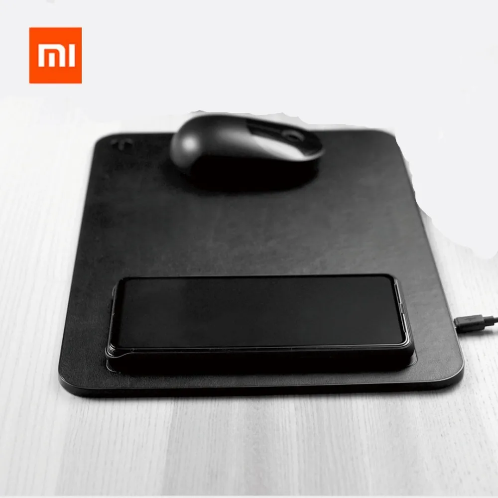 

Xiaomi Mijia Miiiw Qi Wireless Charger Pu Leather Mouse Pad For Iphone Samsung Xiaomi Huawei