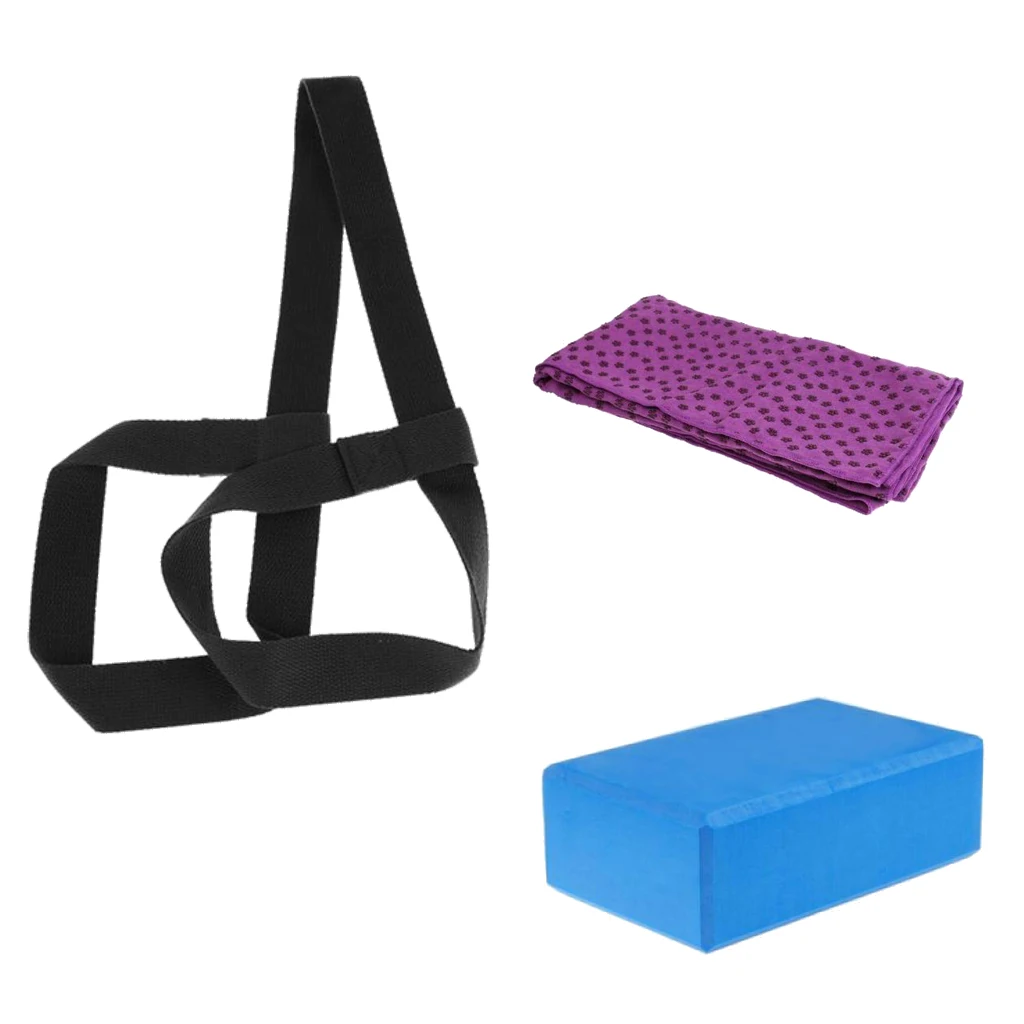 

Yoga Foam Brick Block Home Gym Fitness Sport Tool,Yoga Mat Cover Towel,Yoga Mat Sling Strap Shoulder Carry Belt Stretch Band