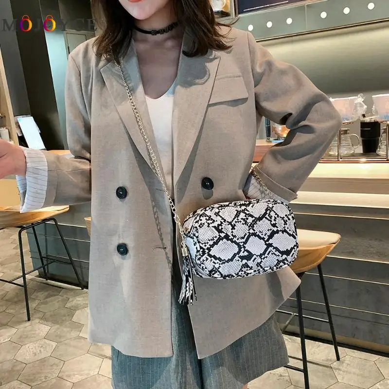 ثعبان طباعة بو الجلود Crossbody حقائب للنساء الأزياء شرابة اعوج حقيبة كتف