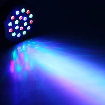 

Sound activated Disco Party Stage Light 15W 18LED RGB Mini Stage Par Light Lighting Fixture with RF Remote Control Party DJ Show
