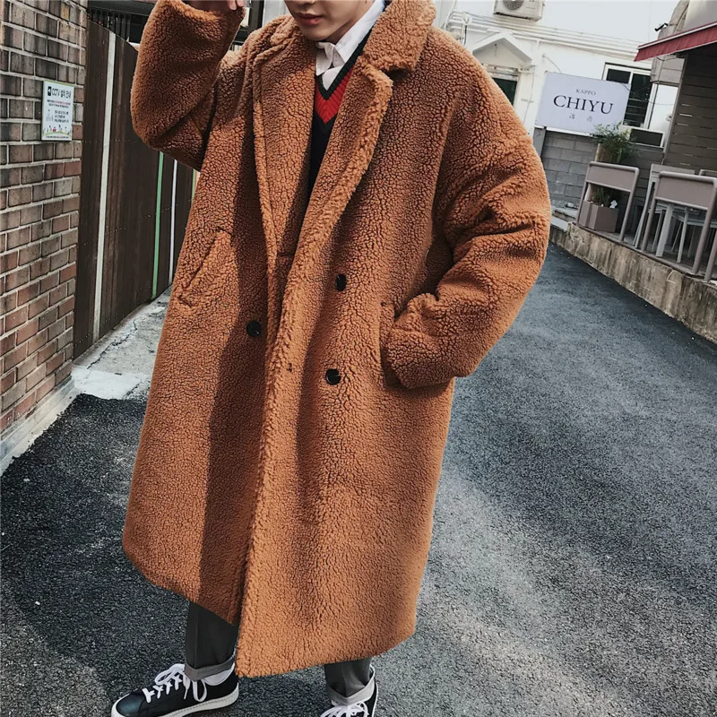 

2018 Autumn New Chinese Style Wool Thickening Plus Velvet Long Coat Casual Jacket Men's Youth Trend Party