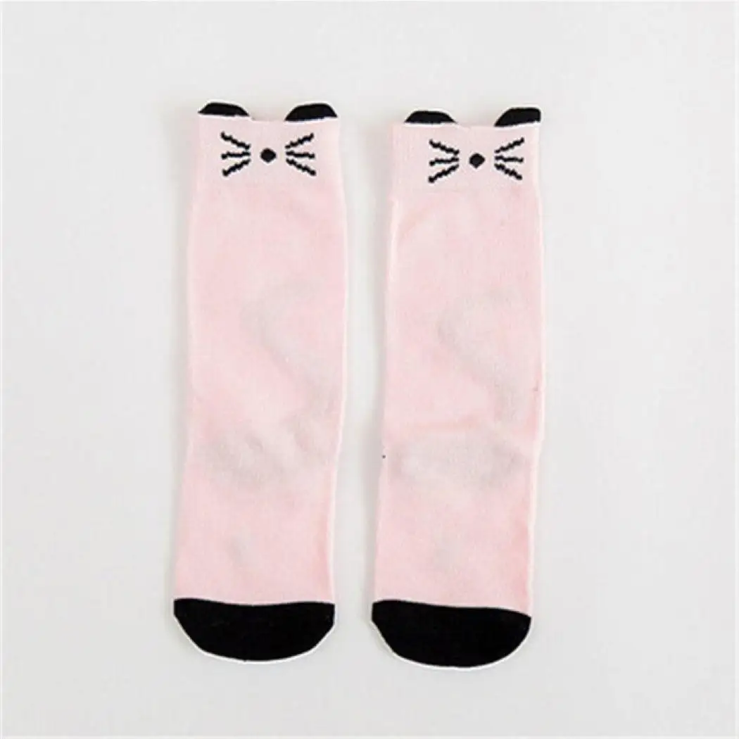 Теплые хлопковые носки с изображением лисы для новорожденных, Детские Носки с рисунком кролика Хлопковые эластичные высокие носки для малышей длинные гольфы