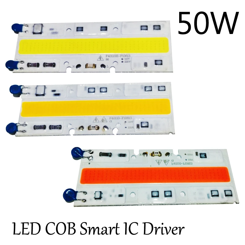 

LED COB Chip Bulb Bead 110V 220V Full Spectrum Integrated Smart IC Driver Panel 50W Floodlight Warm/Cool White Grow Lights