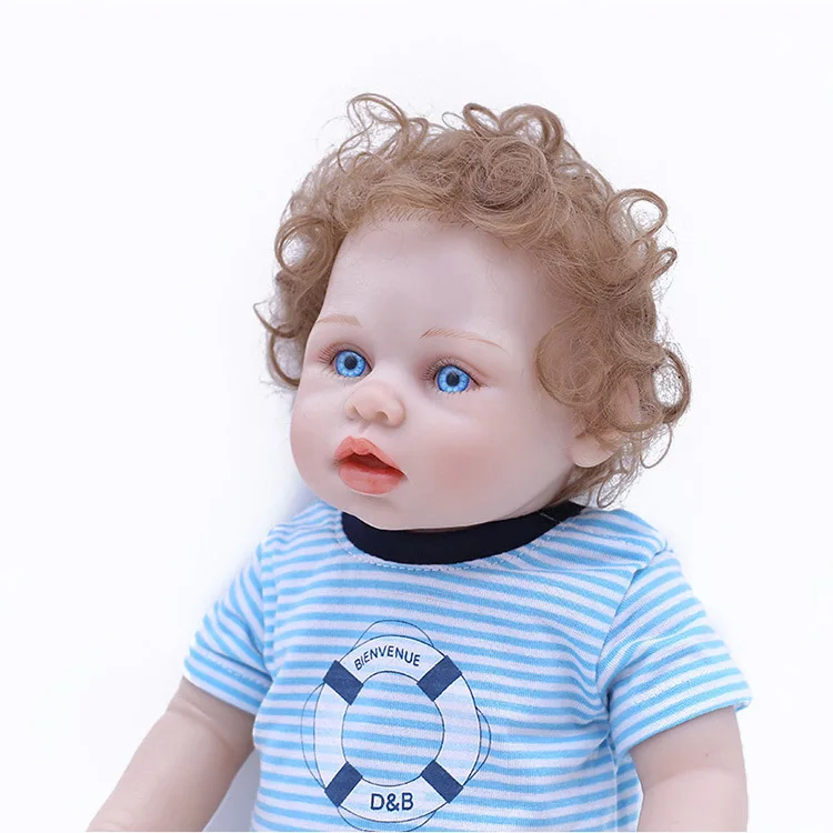 Реалистичные около 1" ручной работы реалистичные бодрствования новорожденный Кукла Reborn мягкий полный силиконовый винил волнистые волосы укоренились подарок для мальчика