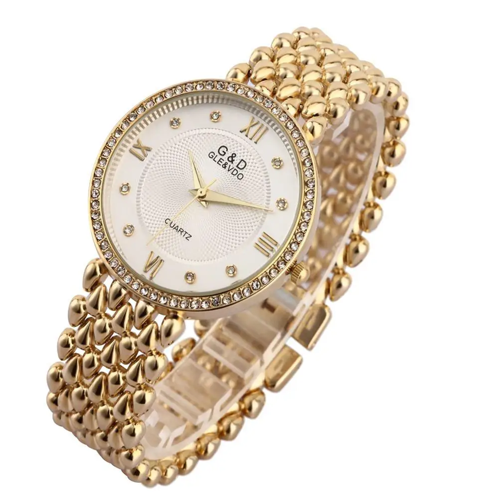 

GLE&VDO Women Quartz Watch Bangles Stainless Steel Crystal Inlaid Wrist Watch for Ladies