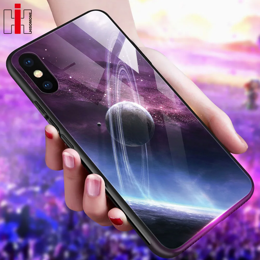 Чехол для телефона Hisomone Star Space iphone X Xs Max Xr милый чехол из закаленного стекла iPhone 7 8