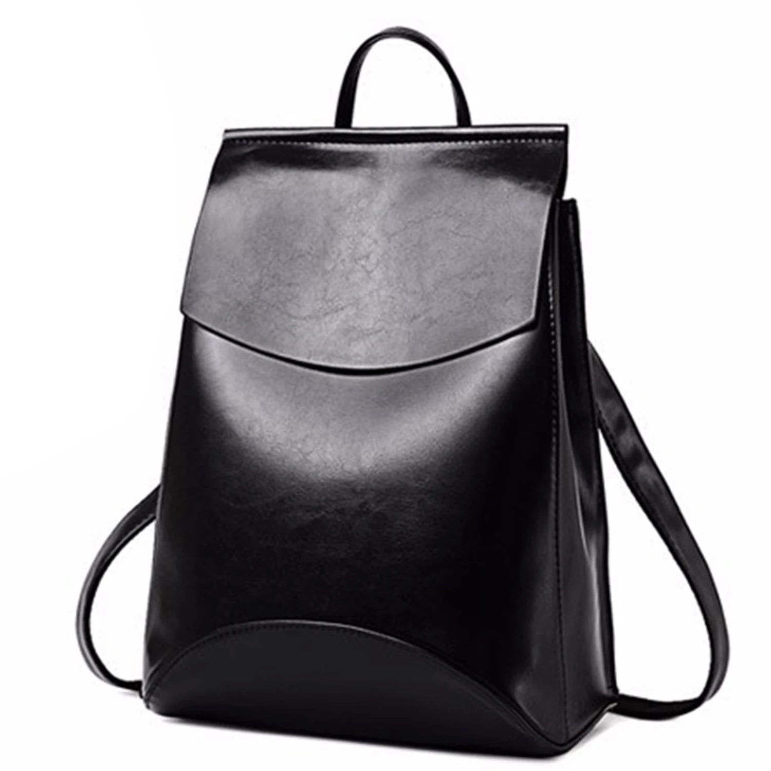 Модный кожаный рюкзак для девочек, школьная сумка на одно плечо черного цвета