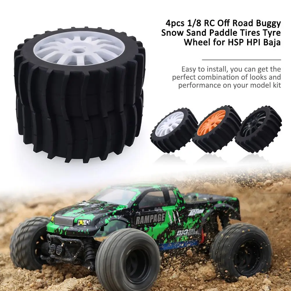

4pcs 1/8 RC Off Road Buggy Snow Sand Paddle Tires Tyre Wheel for HSP HPI Baja