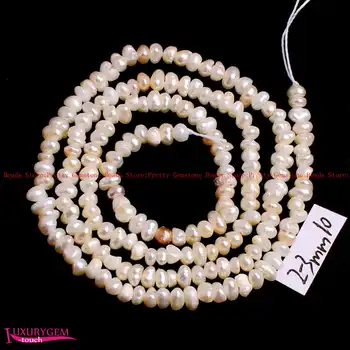 

High Quality 2-3mm White Color Natural Freshwater Pearl Irregular Shape Gems Beads Strand 15" Jewelry Making w4153