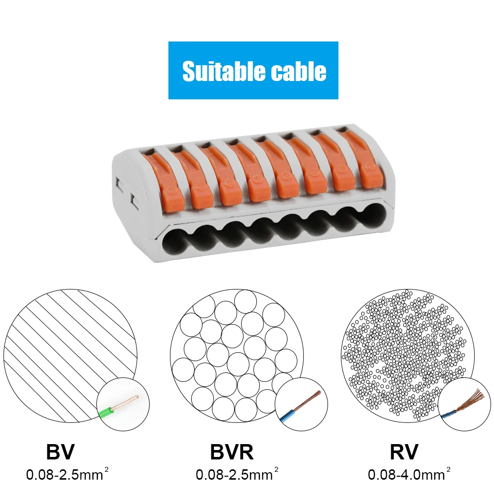 

9pcs 8-Way Flame Retardant Cable Connector Box Set Universal Fast Electric Wire Connectors Kit mini fast cable connector