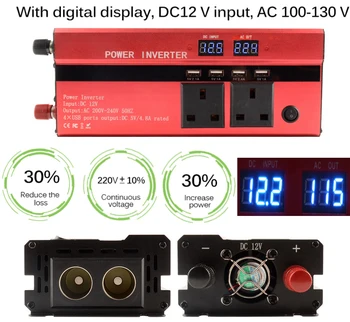 

High Quality 4000W/5000W Solar Car Power Inverter LED DC12/24V To AC110/220V Sine Wave Converter With 4 USB Interfaces