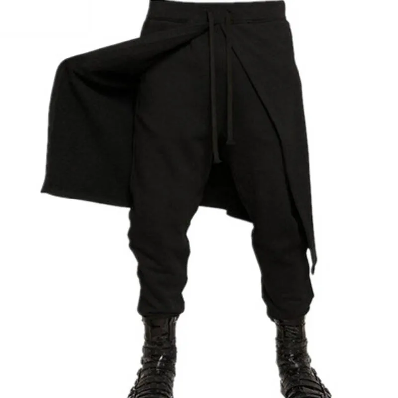 

INCERUN Fashion Pantalon Mid Elastic Waist Patchwork Solid Trousers Leisure Stylish Men Autumn Punk Style Drawstring Harem Pants