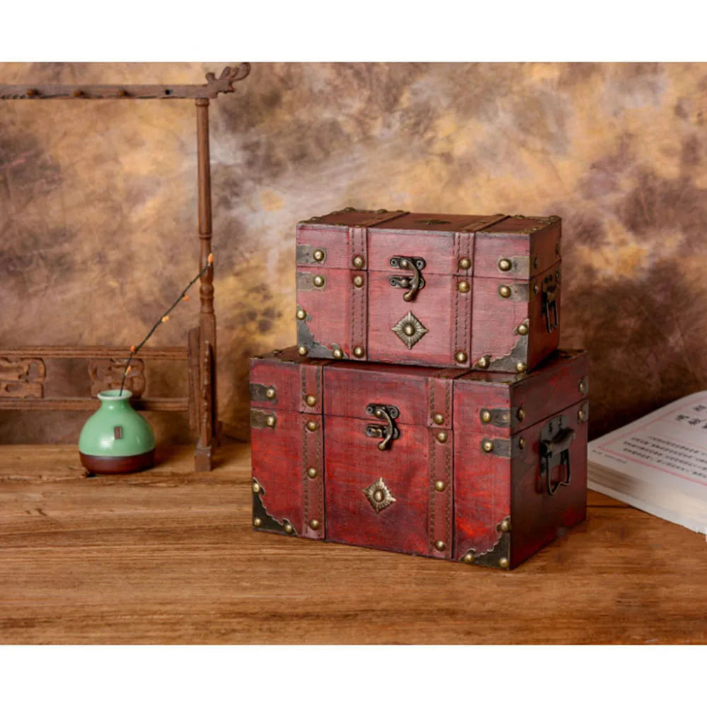 

Creative Necklace Bracelet Earrings Storage Box Vintage Wooden Jewelry Case Crafts Decoration