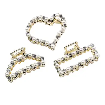 

3PC Hair Clips Love Shapen Square Geometric Small Fresh Curved Pearl Personality Hair Decor
