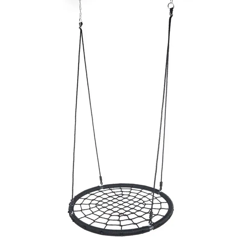 

40" Spider Web Swing Nylon Rope Swivel Tree Net Assembled Black