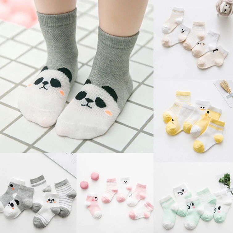 

5 Pairs Baby Boy Girl Cartoon Cotton Socks Newborn Infant Toddler Kids Soft Sock Summer Autumn