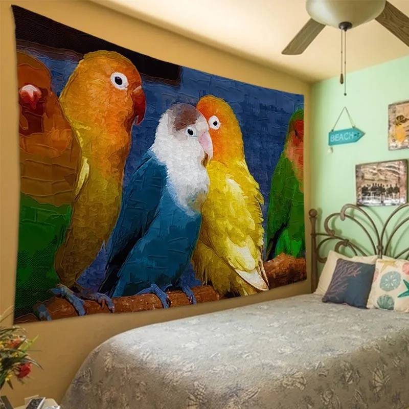 

2 Size Hippie Mandala Wall Hanging Tapestry Macaw Rich parrot Art painting Carpet Blanket Yoga Mat Decorative Tapestry for Home