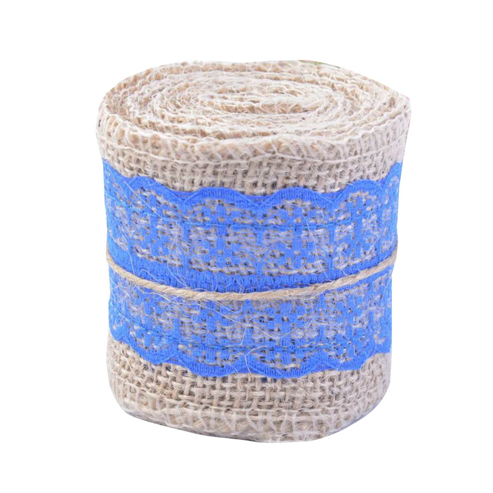

1PC DIY Natural Jute Burlap Ribbon Lace Trim Fabric For Sewing Wedding Decoration Accessories Party Supplies 2M