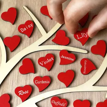 

Red Sweet Heart Wedding Signature Guest Book Tree DIY Wooden Wedding Party Decoration Supplies Heart Tree Guestbook
