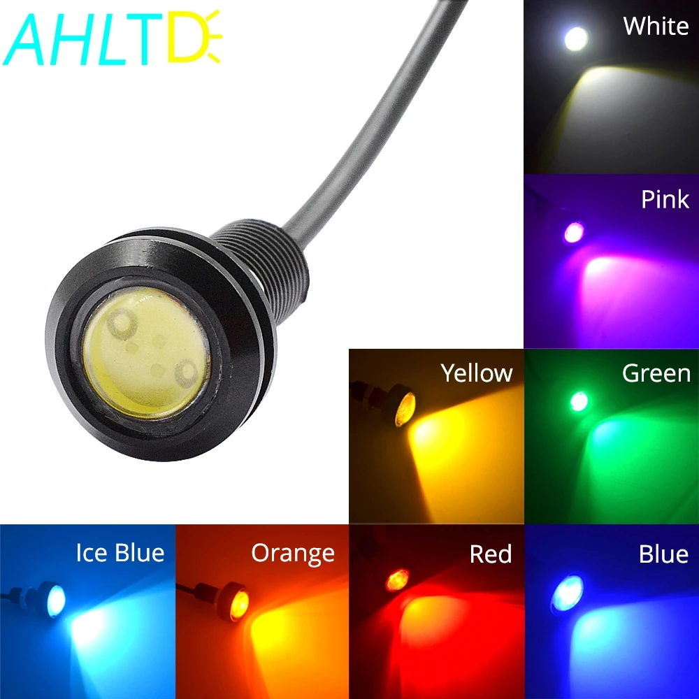 

2X White Red Blue Yellow 18mm 9w DC 12V Led Eagle Eye Light Daytime Running Drl Backup Car Motor Parking Signal Lamps Waterproof
