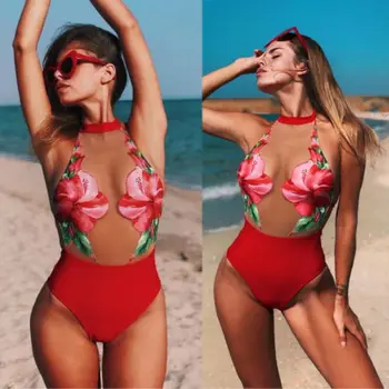 

Fashion Women Girls Sexy Mesh Sleeveless Hanging Neck Flower Sleepwear Nightwear Summer Set