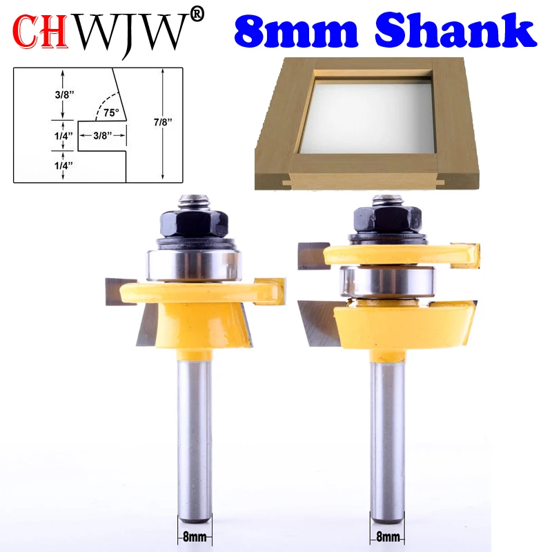 2PC 8mm Shank Rail Stile font b Router b font Bit Set Shaker door knife Woodworking
