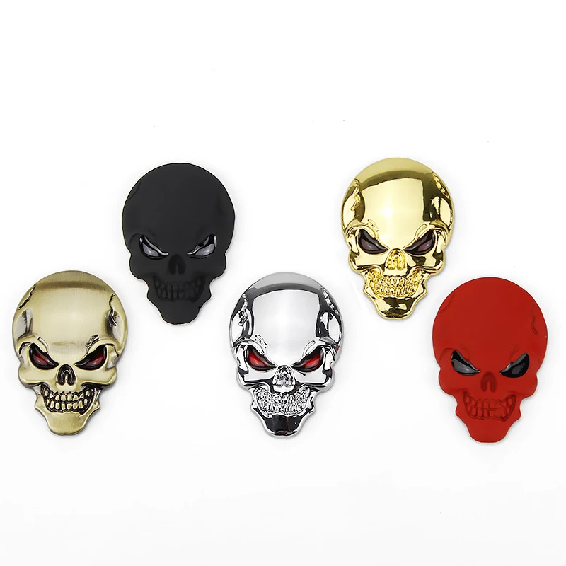 

Popular Car Stickers Motorcycle Truck Emblem Decals Car Styling Sign Decoration Accessories 3D Metal Skull Car Sticker