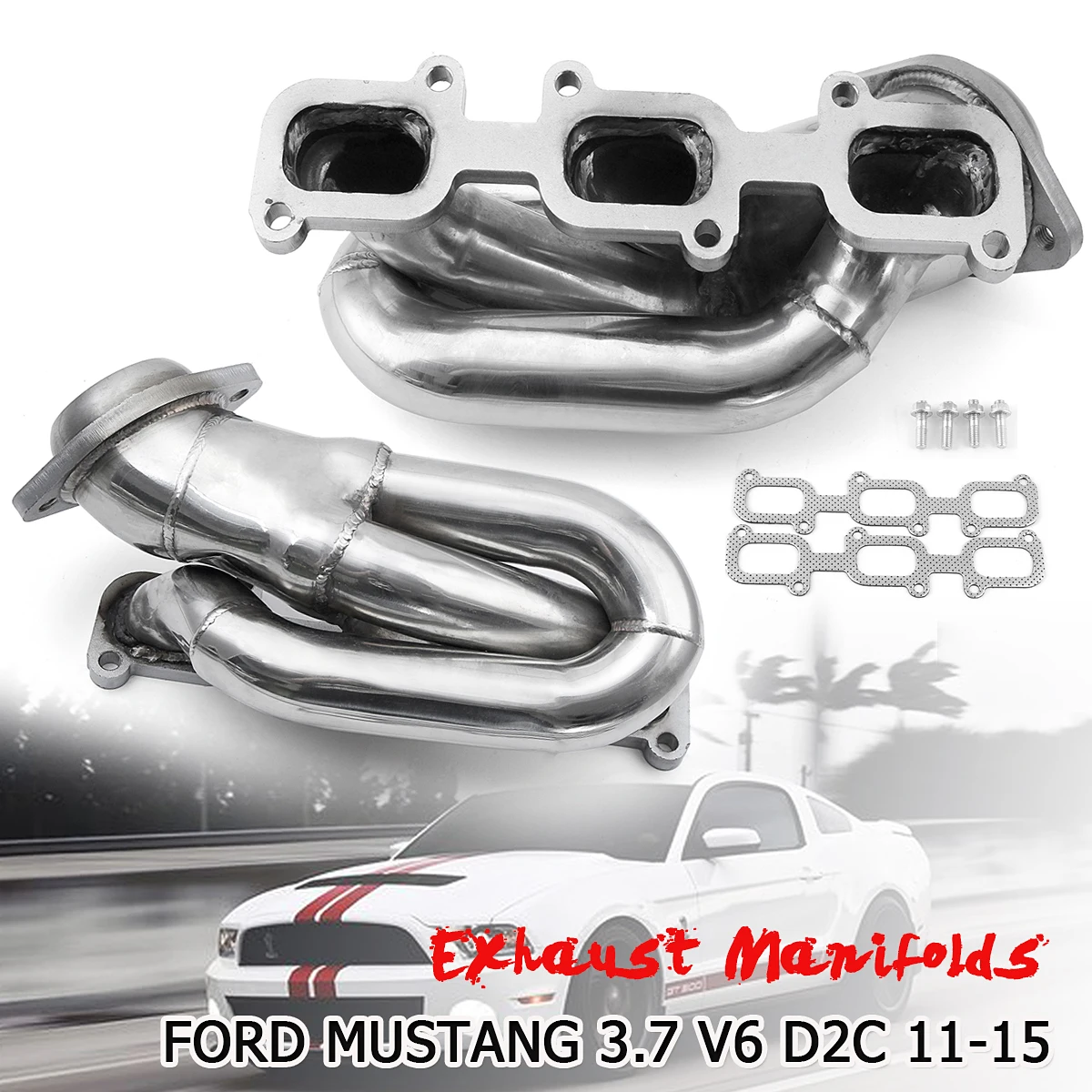 

Stainless Steel Header Exhaust Manifold For FORD MUSTANG 3.7 V6 D2C 2011 2012 2013 2014 2015