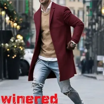 

New Men Cotton Blends Suit Design Warm Handsome Men Casual Trench Coat Design Slim Fit Office Suit Jackets Coat Drop Shipping