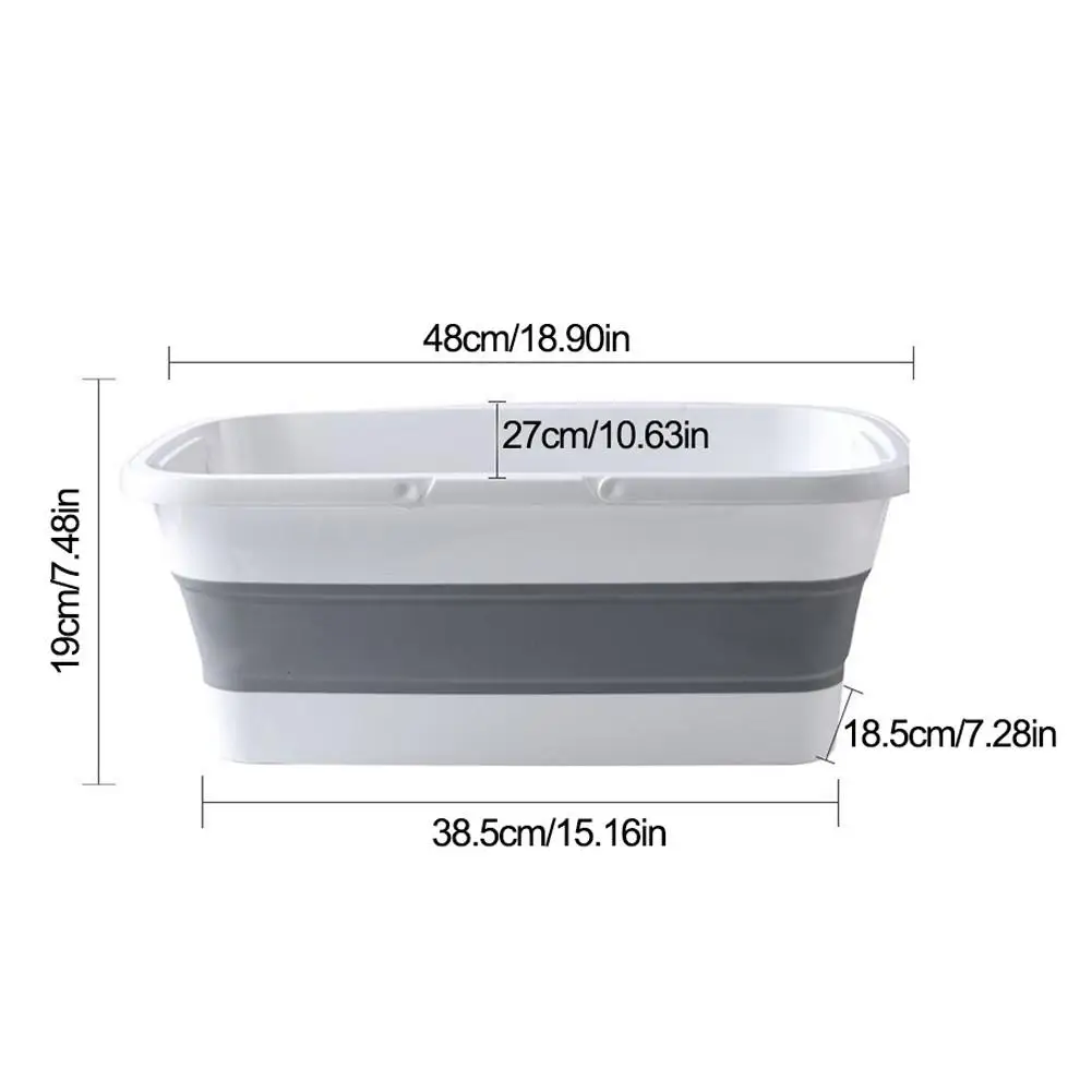 Plegable Cubo de fregona plegable portátil lavabo Dishpan con mango para Camping pesca Plegable Cubo de fregona plegable portátil lavabo Dishpan con mango para Camping pesca