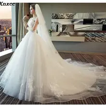 Xnxee Модные Винтажные белые платья с длинным шлейфом Vestidos de Noivas размера плюс шикарные свадебные платья Xnxee