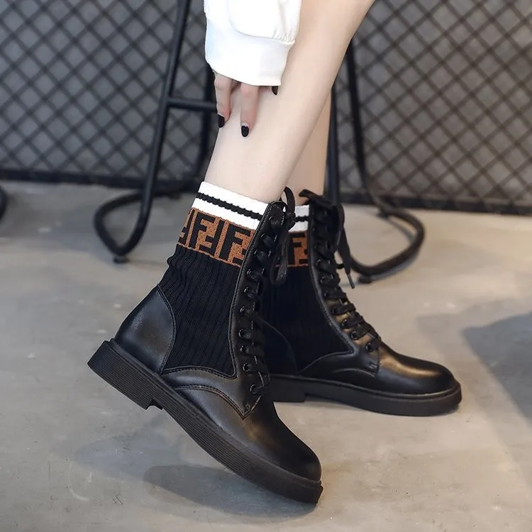 Calcetines Plataforma Showed Color Elástica 2018 Invierno Moda Encaje Bajo Goma Moto As Mujer Banda Tacón Botas De E4qBwCZ