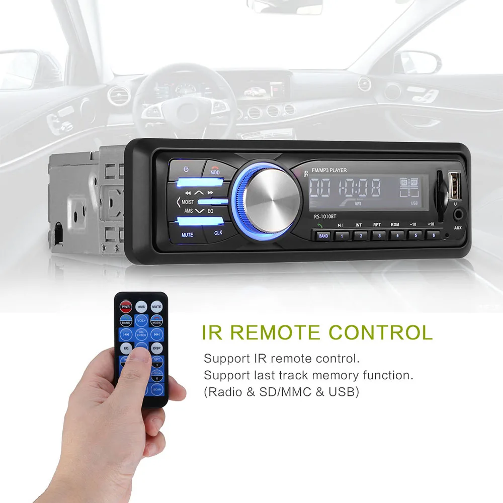 Onever Автомобильный MP3 плеер Bluetooth Авто Радио 60 Вт * 4 Поддержка громкой связи USB/SD/AUX/FM