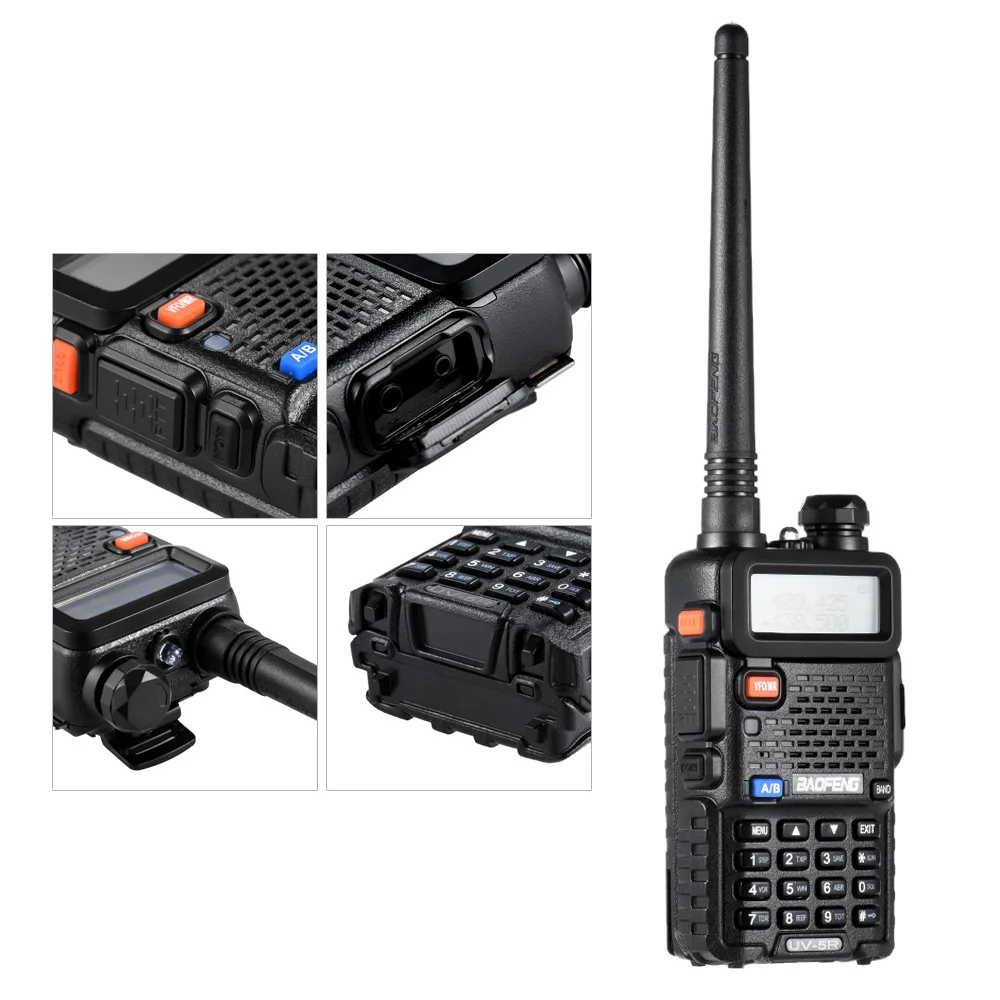 BAOFENG UV-5R портативная рация двухстороннее радио fm-приемопередатчик двухдиапазонный DTMF кодированный VOX сигнал тревоги светодиодный фонарик ключ замок