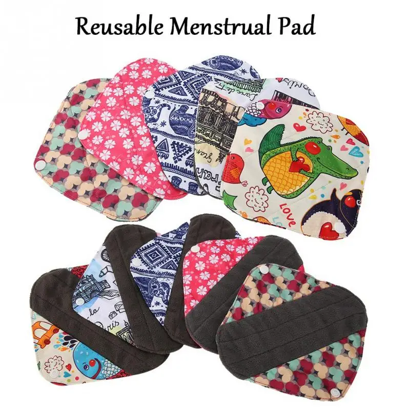 

1pc Reusable Charcoal Bamboo Cloth Menstrual Pads Washable Sanitary Panty Pad 5 Colors