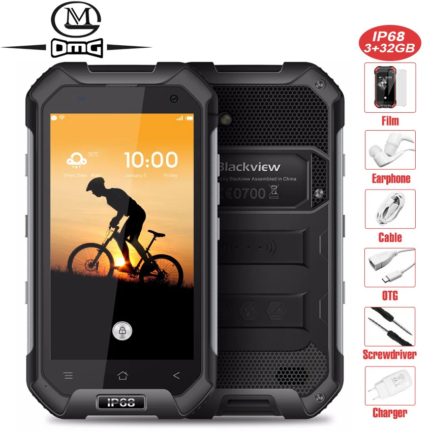 

Blackview BV6000 Waterproof IP68 Mobile Phone 4.7" 1280x720 HD MT6755 Octa Core Android 6.0 3GB + 32GB 13MP 4G LTE Smartphone
