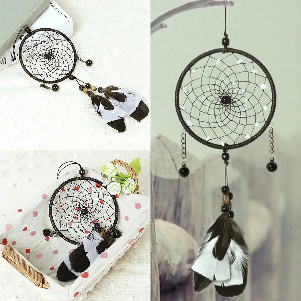 New Feather Dreamcatcher Net Home Modern Art Decor Indoor As picture shown/Black | Дом и сад