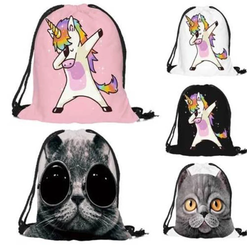 

Portable Cartoon Unicorn Shoes Bag Storage Bags New organizer Bags Nylon Drawstring Cinch Sack Sport Travel Outdoor Backpack Bag