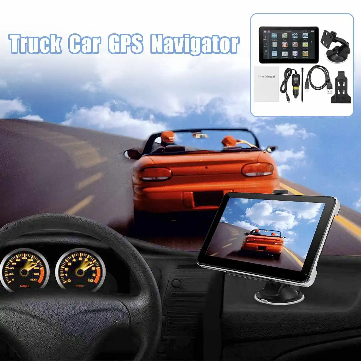 

Autoleader 7 Inch Touch Screen Car Auto GPS Navigation USB Port MMC Slot Rechargeable Video Audio FM Mp3 Player E-book