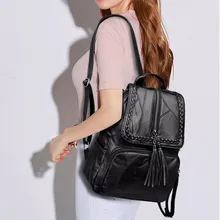 2019 Pu Black Fashion Backpacks Women Faux Leather Backpack Rucksack Shoulder Bag Tassle Satchel School Bags 2019 Pu Black Fashion Backpacks Women Faux Leather Backpack Rucksack Shoulder Bag Tassle Satchel School Bags
