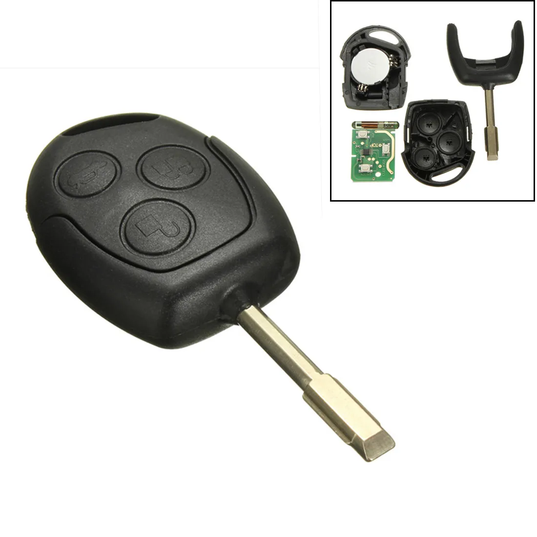 

3 Button 433MHz Replacement Remote Control Entry Key Fob 4D60 Chip for Ford /Mondeo /Fiesta /Focus