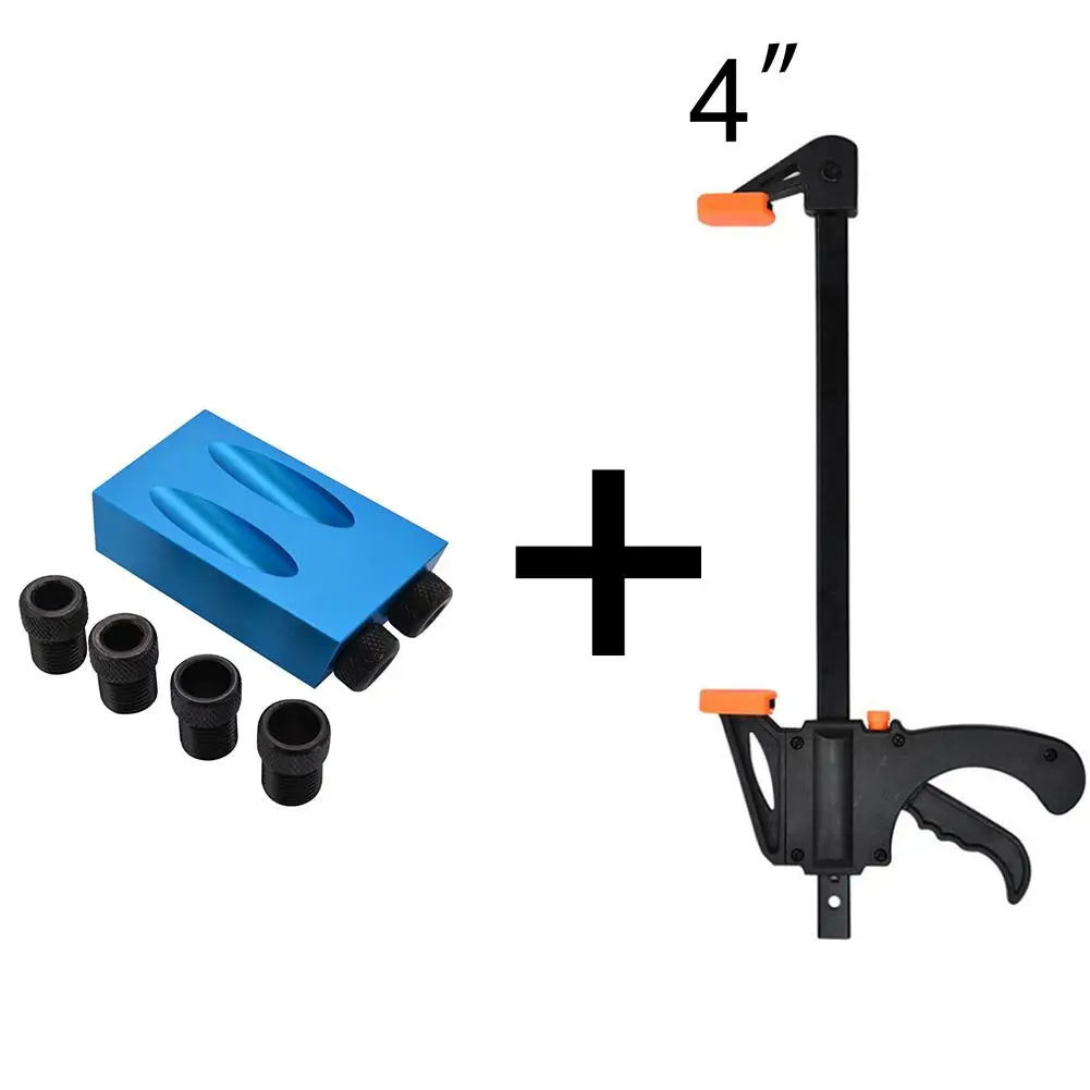 

Aluminum Carpentry Hole Pocket Jig Angle Drill Bit Puncher Kit Locator Template Bit DIY Woodworking Positioner Clamp Tools