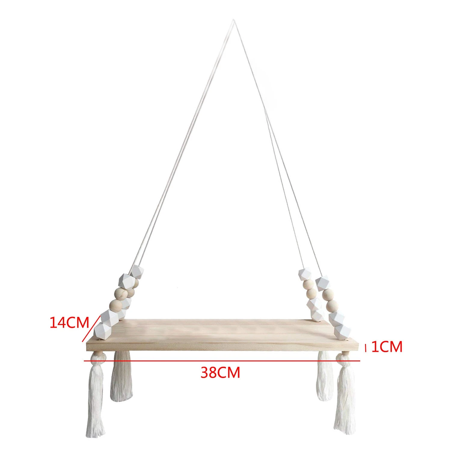 Деревянная висящая настенная полка, в стиле принцессы с кисточками и бусинами, декоративная подставка для хранения для женщин и девочек, декор для спальни