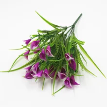 Новые Красивые 20 голов/Букет искусственная Калла с листьями пластиковая искусственная лилия водные растения Украшение дома комнаты Цветок Трава
