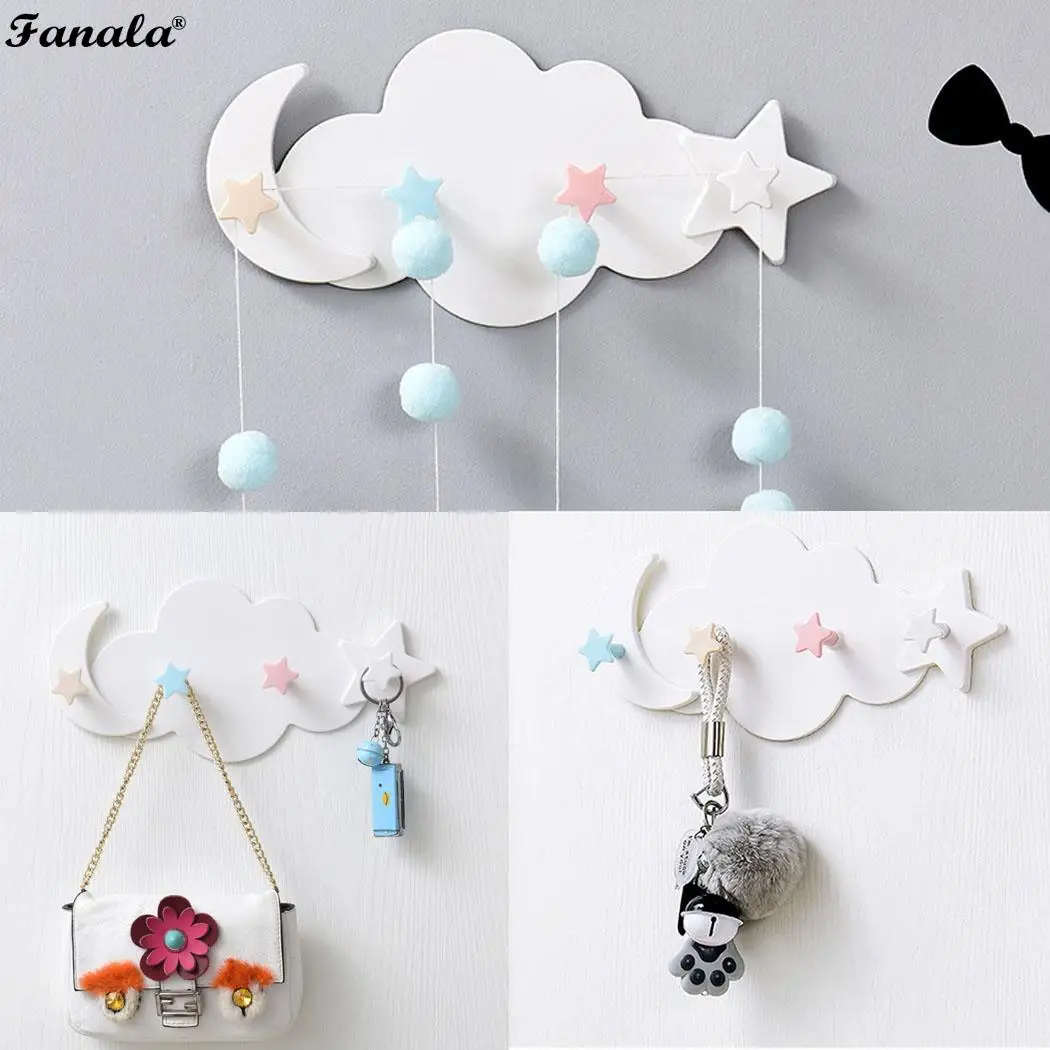 

Cute Cartoon Cloud Stars Strong Adhesive Door Back Row Hook Wall Hanging Hook Self-adhesive hook, easy install.