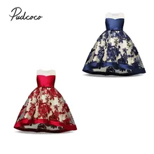 Коллекция года, торжественное платье для девочек вечерние фатиновые платья принцессы с цветочной вышивкой и бантом для маленьких девочек, длинные платья-пачки из тюля для свадьбы