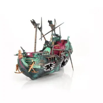 

1PC Aquarium Ornament Sunk Ship Sailing Boat Destroyer Ship Air Split Shipwreck Fish Tank Aquarium Decoration