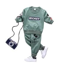 Демисезонный Детская Одежда для мальчиков и девочек Футболка с младенцем Брюки 2 шт./компл. детская хлопковая повседневная одежда, костюмы, тренировочный костюм для маленьких мальчиков